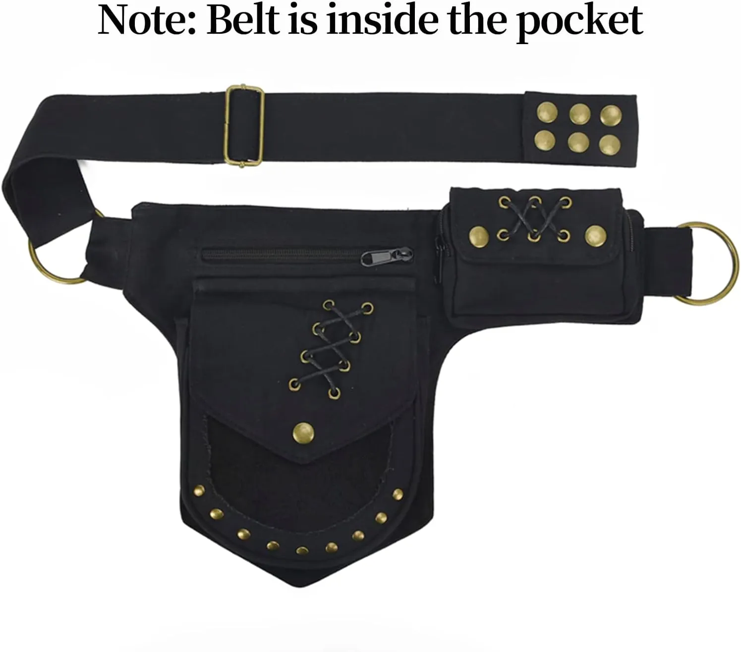 Renaissance Bag Faire Festival Bag Fanny Pack for Women Thigh bag Drop Leg bag for Women Lace Waist Bag Utility Hip Belt Waist Bags Womens Renaissance Accessories 00-Black