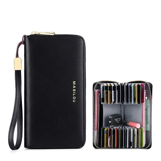 RFID Blocking Large Leather Women Wallet