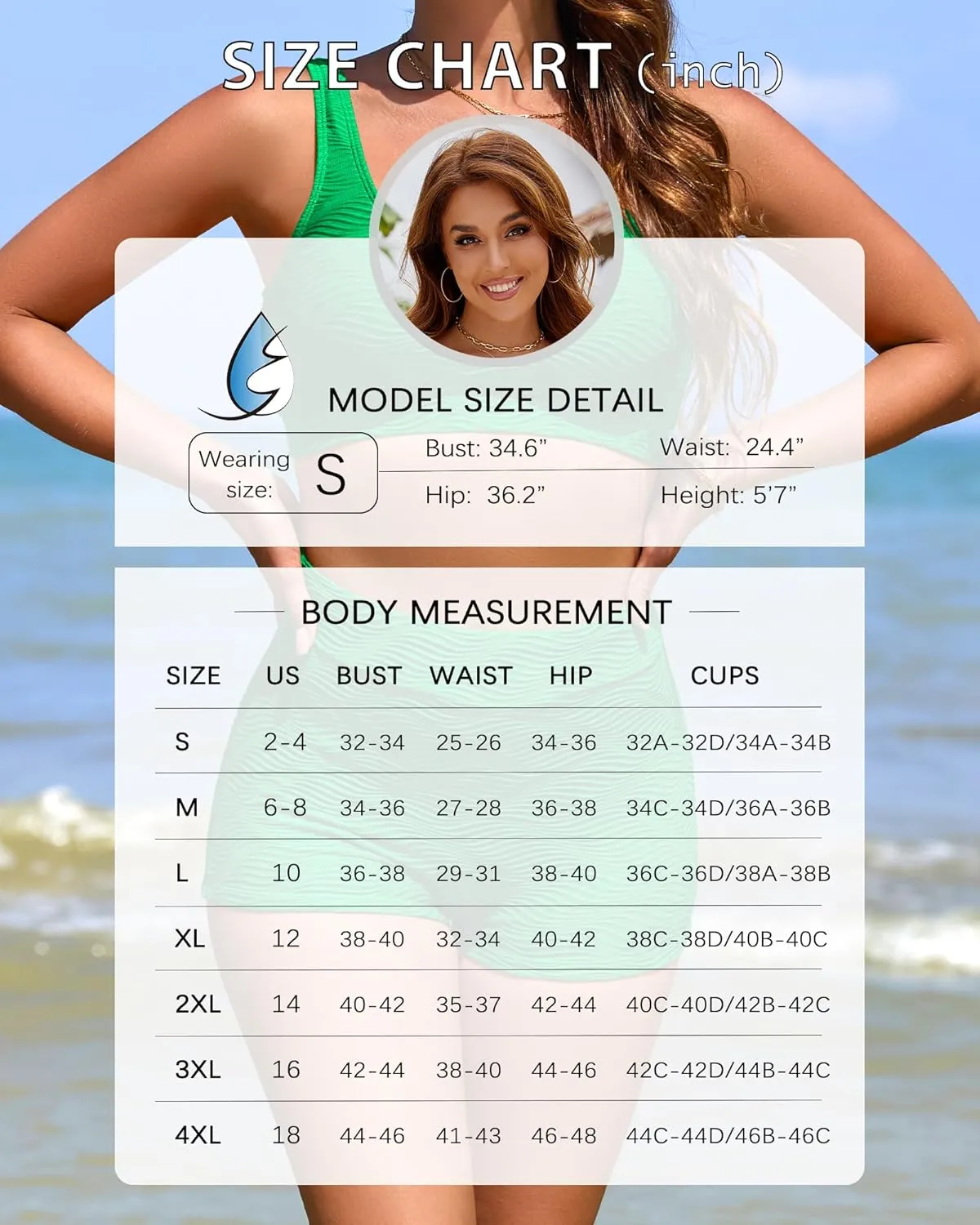 Ribbed Two Piece Swimsuit for Women High Waisted Bikini Sets Tummy Control Bathing Suits Boy Shorts Bottom