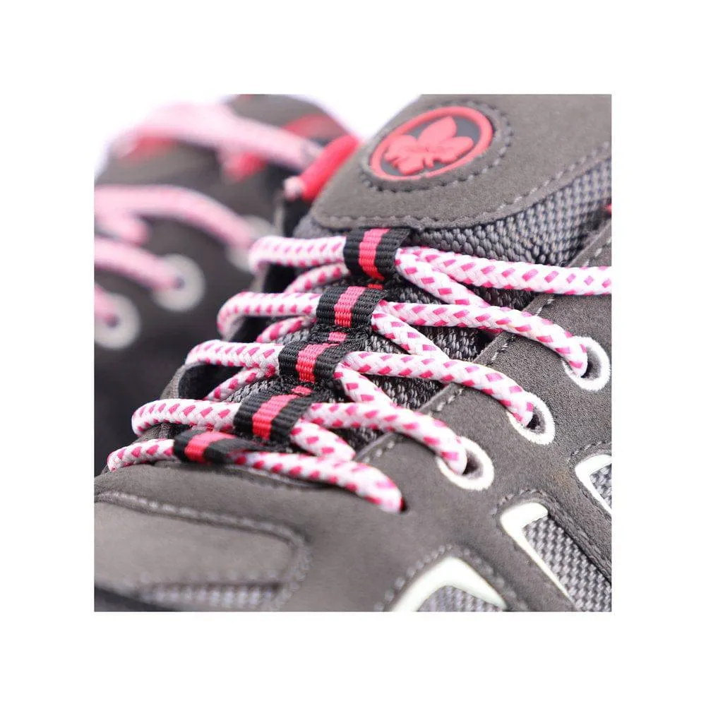 Rieker N8820-43 Ladies Grey And Pink Water Resistant Lace Up Shoes