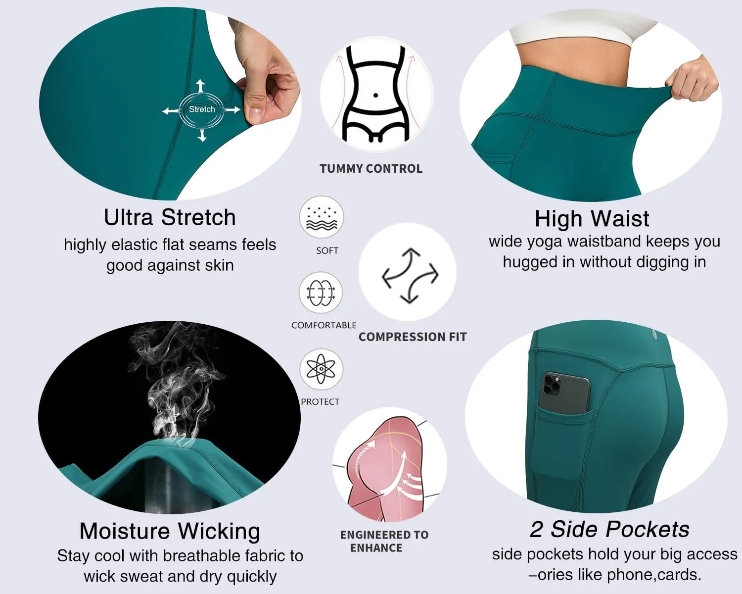 RUNNING GIRL High Waisted Leggings for Women,Tummy Control Workout Yoga Pants with Pockets Compression Pants Buttery Soft