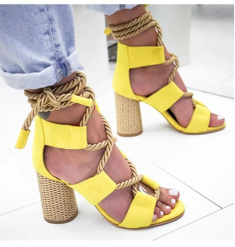 Sandals Lace Up Shoes Woman Heels Sandals