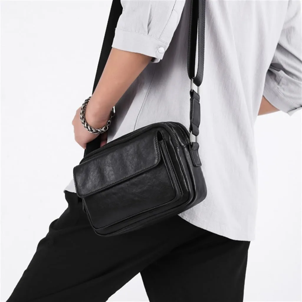Shoulder Bag Leather Men's Bag Cross Section Cowhide Bag Soft Leather Bag Business Leisure Crossbody Bag