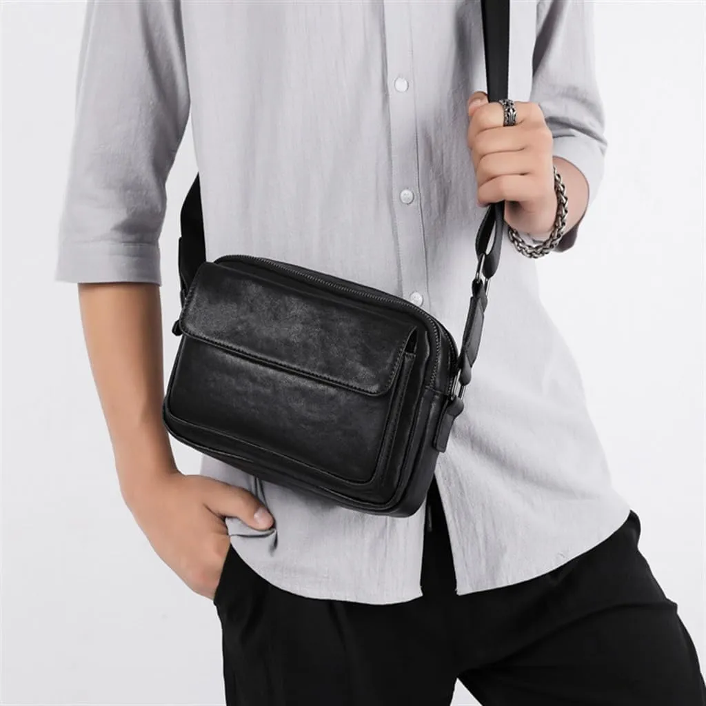 Shoulder Bag Leather Men's Bag Cross Section Cowhide Bag Soft Leather Bag Business Leisure Crossbody Bag