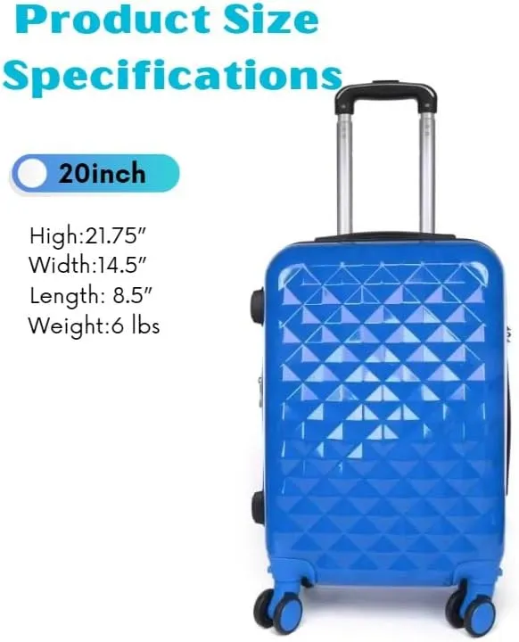 SIAM'S Hardside Expandable Spinner Wheel,Luggages, Teal, 20" Carry-On (BLUE)