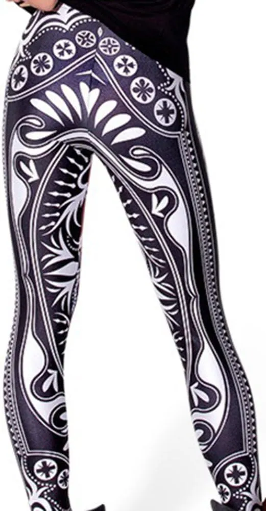 Sister Amy Women's Floral Printed Footless Elastic Tights Legging