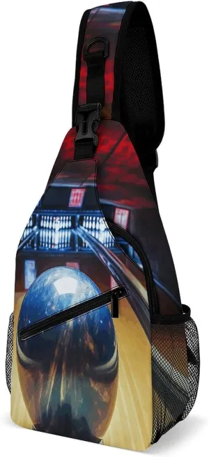 Sling Backpack Fashion Chest Bag Creative Bowling Printing Crossbody Backpacks for Men Women