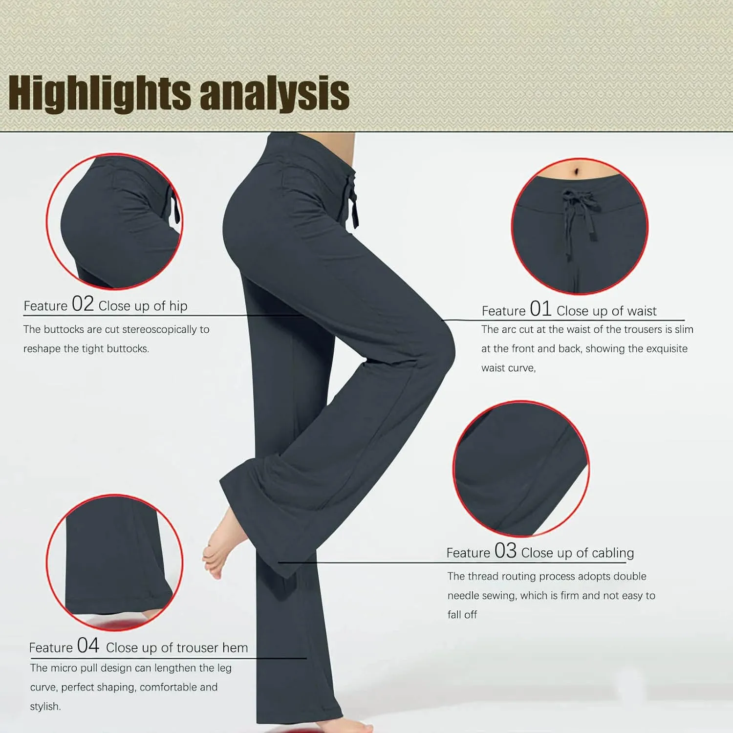SMIDOW Womens High Waist Yoga Pants Casual Loose Wide Leg Bootcut Workout Leggings Comfy Lounge Long Trousers