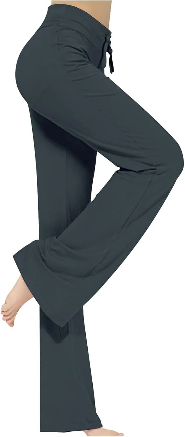 SMIDOW Womens High Waist Yoga Pants Casual Loose Wide Leg Bootcut Workout Leggings Comfy Lounge Long Trousers