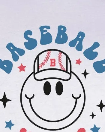 Smiley Face Baseball Vibes | White