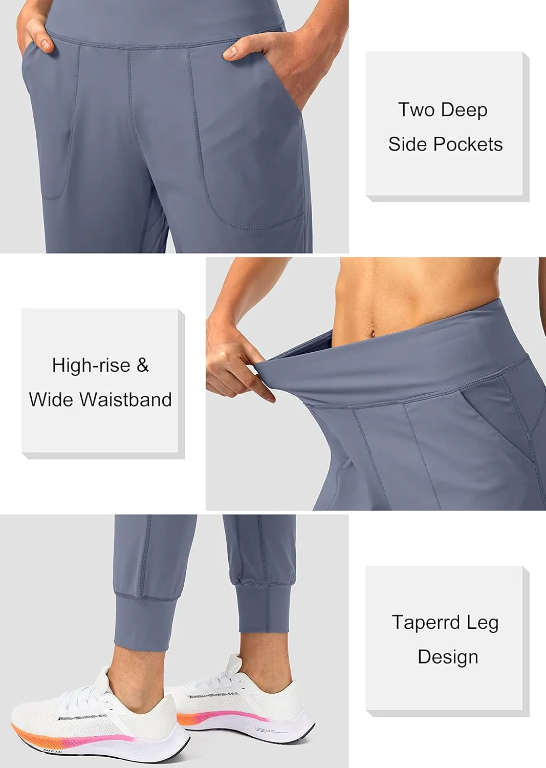 Soothfeel Women's Joggers with Zipper Pockets High Waisted Athletic Workout Yoga Pants Joggers for Women