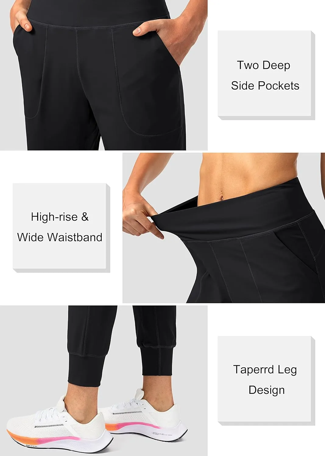 Soothfeel Women's Joggers with Zipper Pockets High Waisted Athletic Workout Yoga Pants Joggers for Women