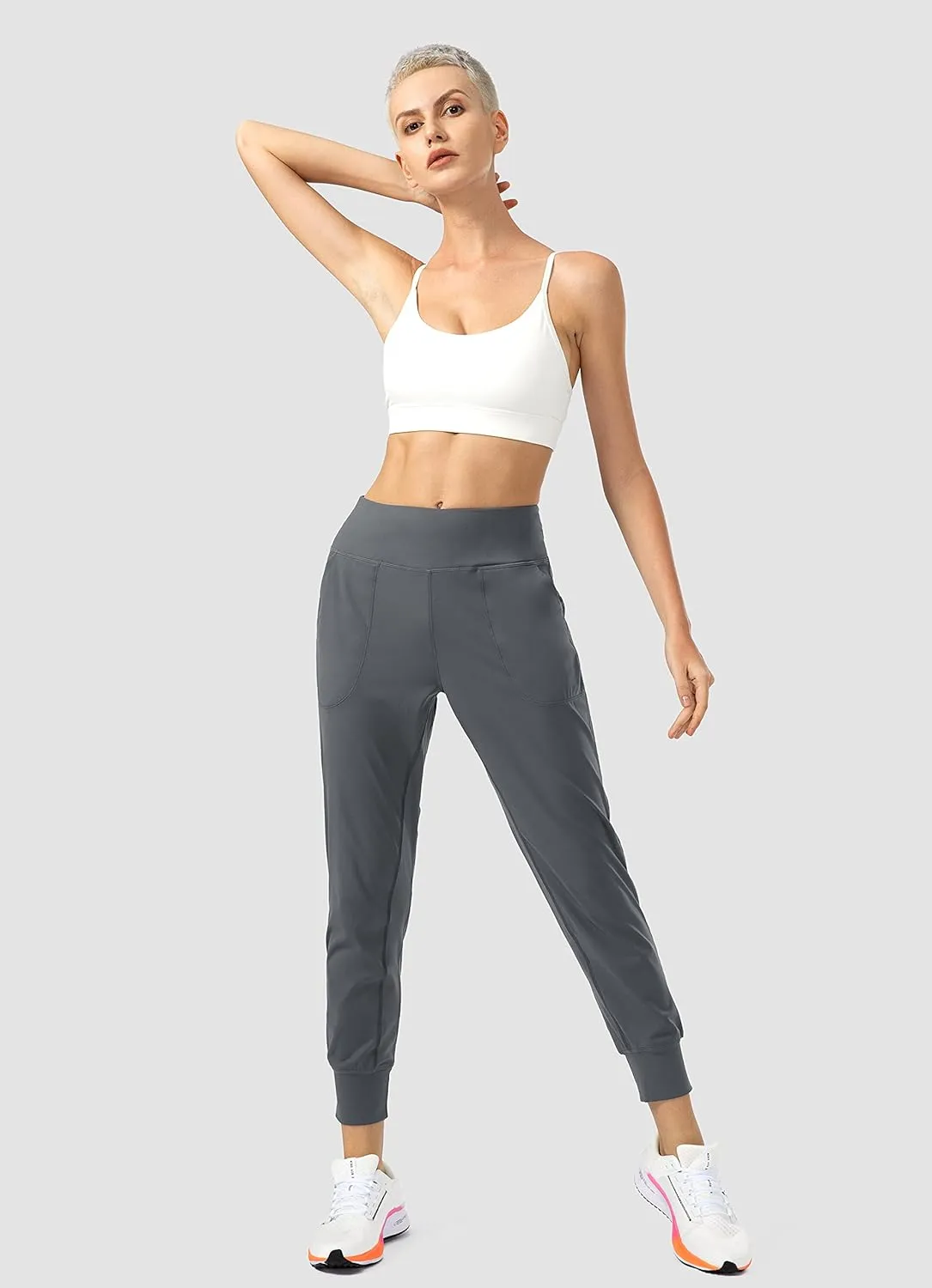 Soothfeel Women's Joggers with Zipper Pockets High Waisted Athletic Workout Yoga Pants Joggers for Women