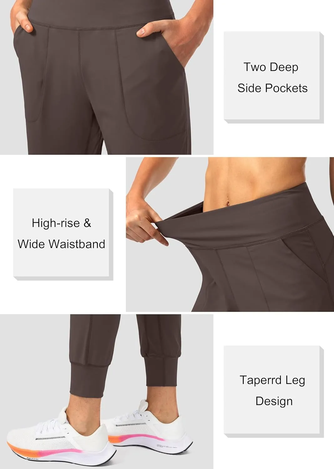 Soothfeel Women's Joggers with Zipper Pockets High Waisted Athletic Workout Yoga Pants Joggers for Women