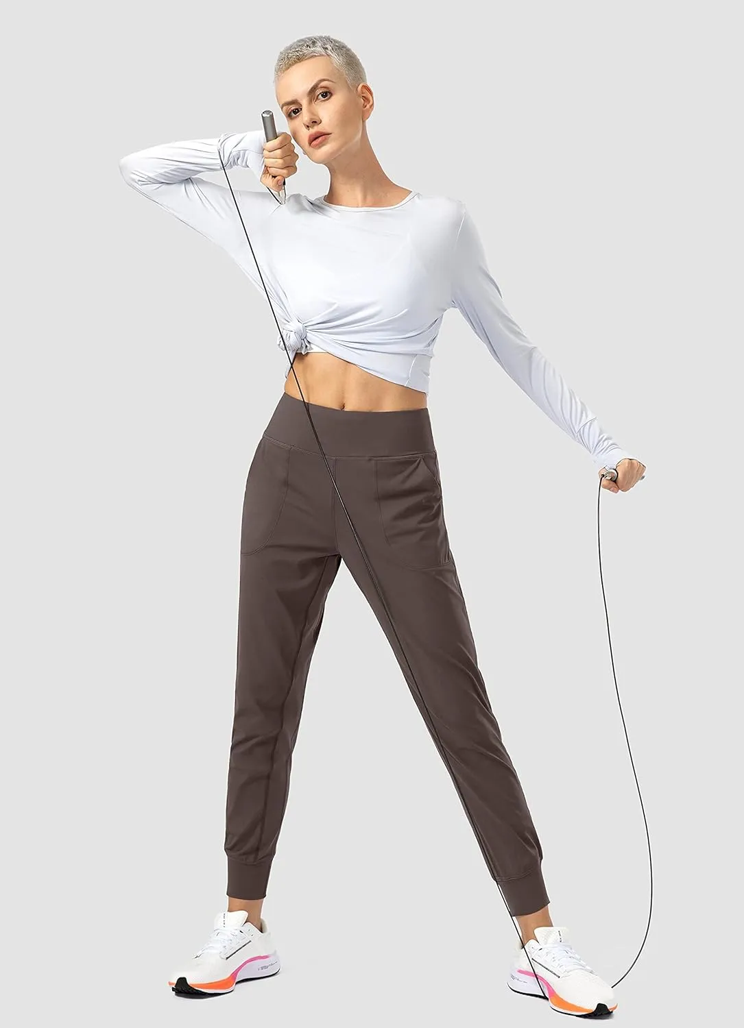 Soothfeel Women's Joggers with Zipper Pockets High Waisted Athletic Workout Yoga Pants Joggers for Women