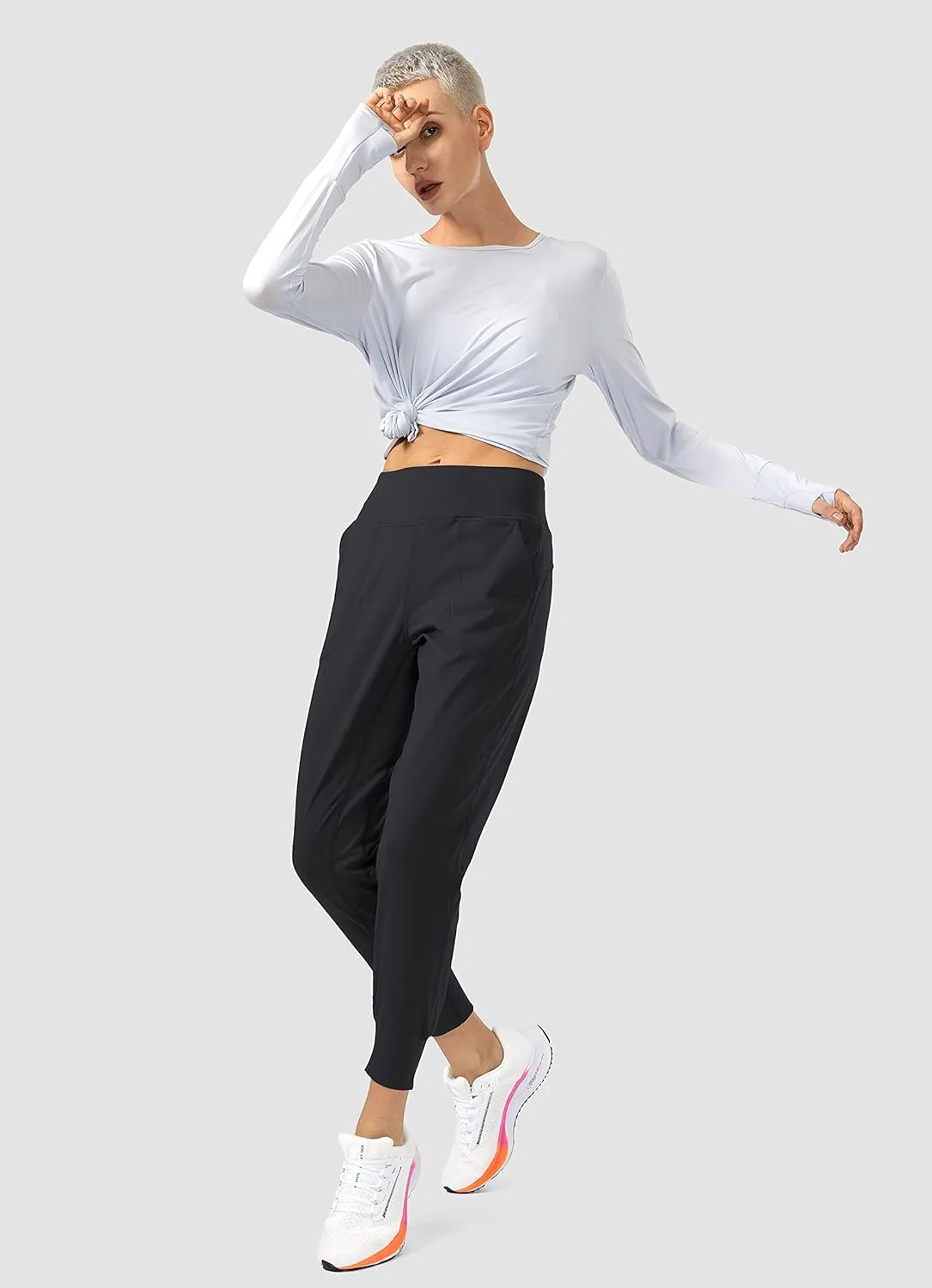 Soothfeel Women's Joggers with Zipper Pockets High Waisted Athletic Workout Yoga Pants Joggers for Women