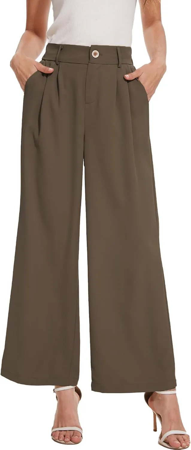 Spicy Sandia Women Wide Leg Dress Pants High Elastic Waisted Work Trousers Office Business Casual Dressy Slacks