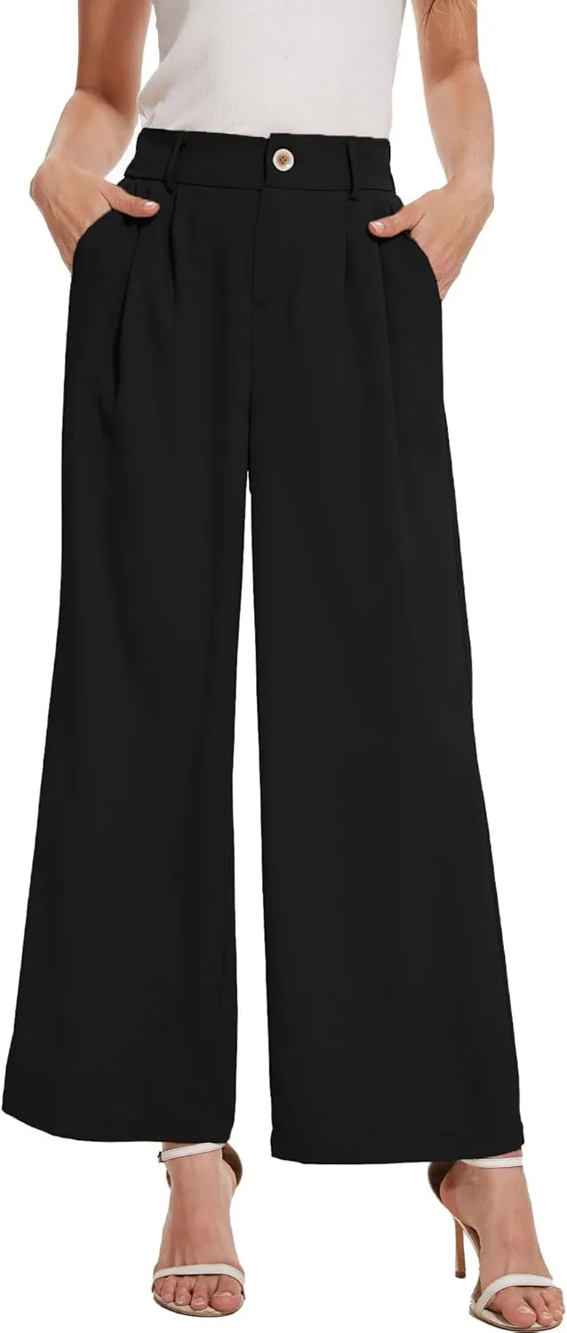 Spicy Sandia Women Wide Leg Dress Pants High Elastic Waisted Work Trousers Office Business Casual Dressy Slacks