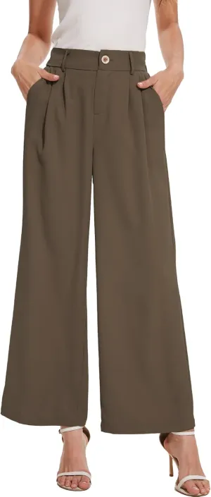 Spicy Sandia Women Wide Leg Dress Pants High Elastic Waisted Work Trousers Office Business Casual Dressy Slacks