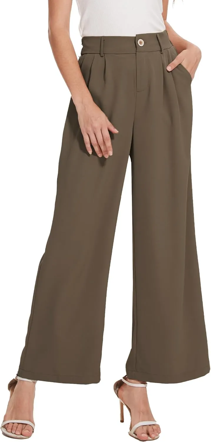 Spicy Sandia Women Wide Leg Dress Pants High Elastic Waisted Work Trousers Office Business Casual Dressy Slacks