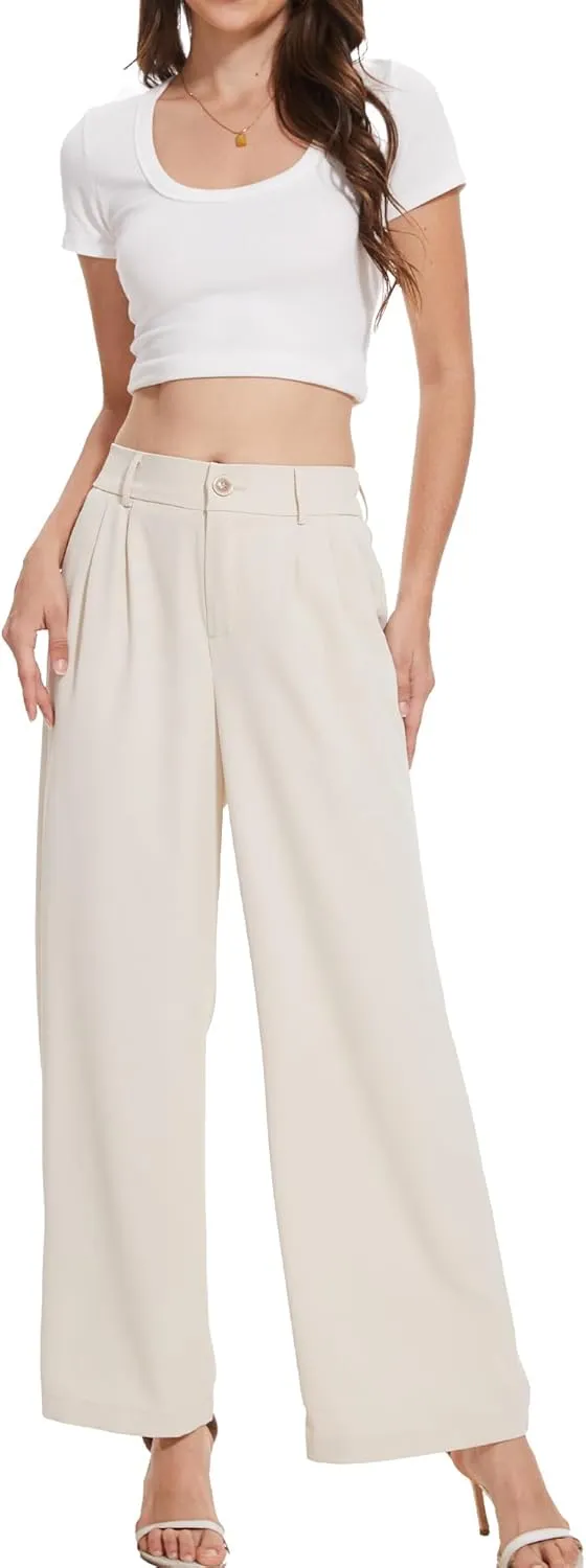 Spicy Sandia Women Wide Leg Dress Pants High Elastic Waisted Work Trousers Office Business Casual Dressy Slacks