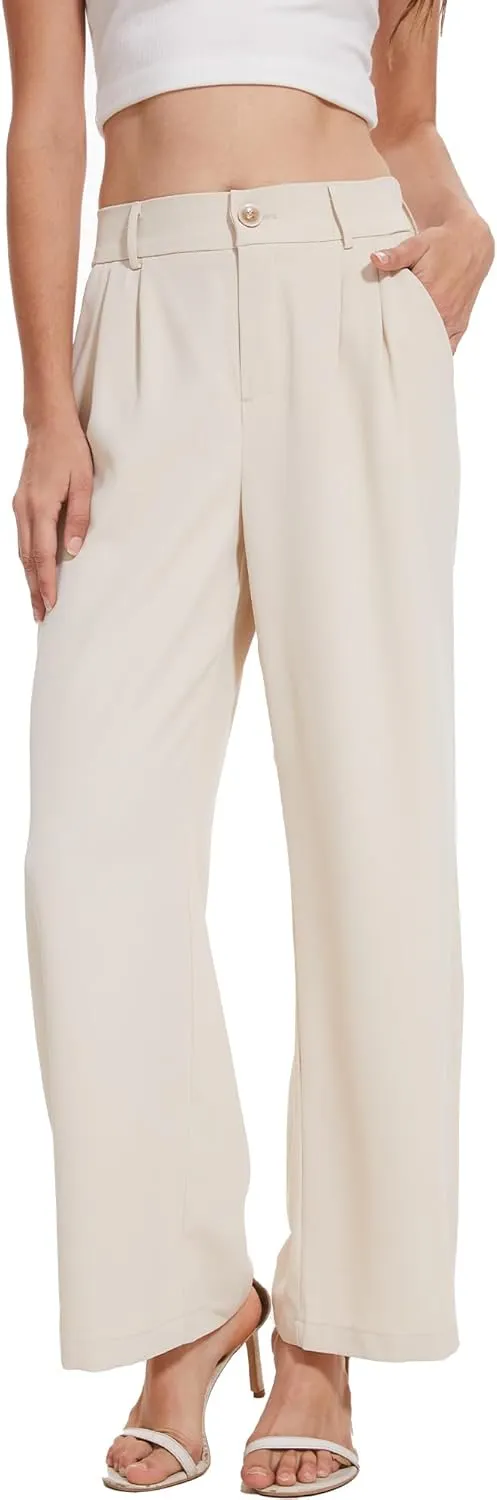 Spicy Sandia Women Wide Leg Dress Pants High Elastic Waisted Work Trousers Office Business Casual Dressy Slacks