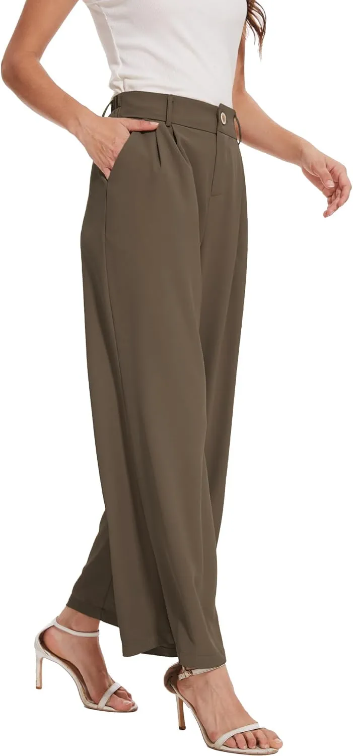 Spicy Sandia Women Wide Leg Dress Pants High Elastic Waisted Work Trousers Office Business Casual Dressy Slacks