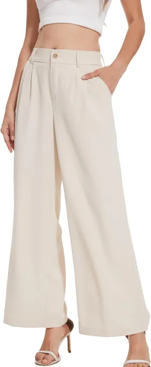 Spicy Sandia Women Wide Leg Dress Pants High Elastic Waisted Work Trousers Office Business Casual Dressy Slacks