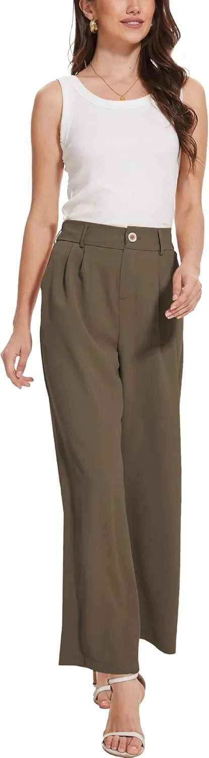 Spicy Sandia Women Wide Leg Dress Pants High Elastic Waisted Work Trousers Office Business Casual Dressy Slacks
