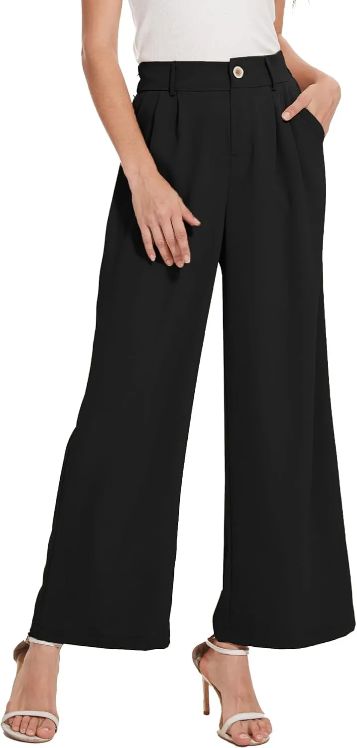 Spicy Sandia Women Wide Leg Dress Pants High Elastic Waisted Work Trousers Office Business Casual Dressy Slacks