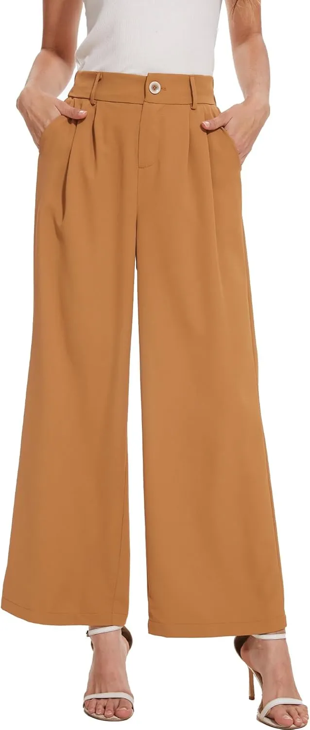 Spicy Sandia Women Wide Leg Dress Pants High Elastic Waisted Work Trousers Office Business Casual Dressy Slacks