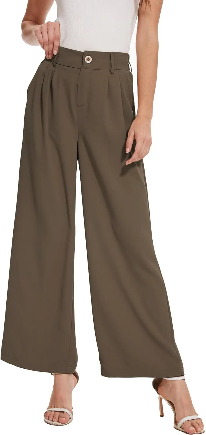 Spicy Sandia Women Wide Leg Dress Pants High Elastic Waisted Work Trousers Office Business Casual Dressy Slacks