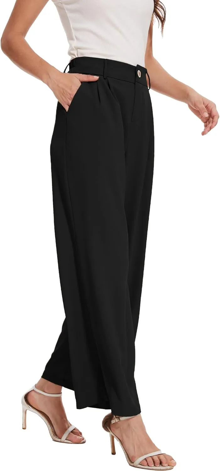 Spicy Sandia Women Wide Leg Dress Pants High Elastic Waisted Work Trousers Office Business Casual Dressy Slacks