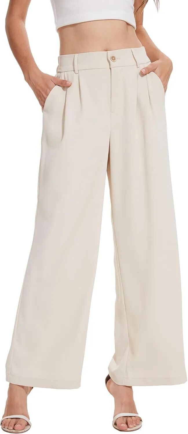 Spicy Sandia Women Wide Leg Dress Pants High Elastic Waisted Work Trousers Office Business Casual Dressy Slacks