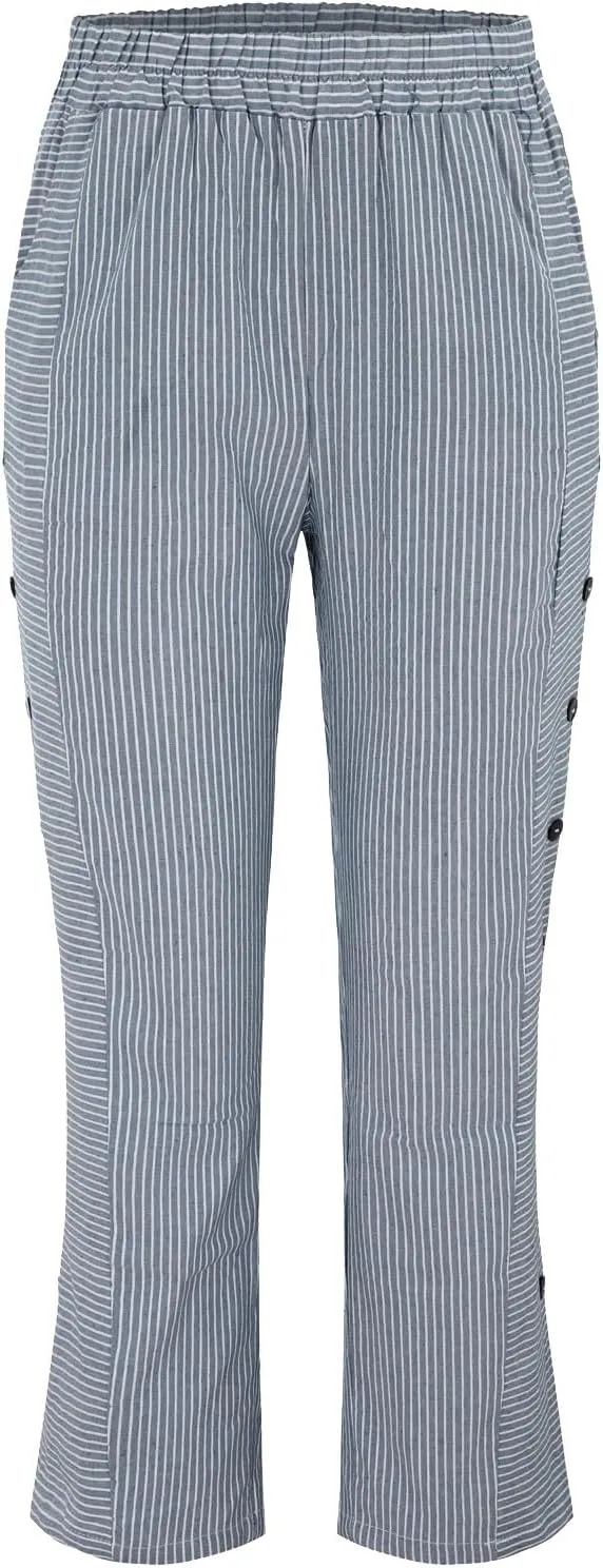 Striped Linen Pants for Women 2025, Trendy Spring Summer Casual Pants High Waist Straight Leg Trousers with Pockets