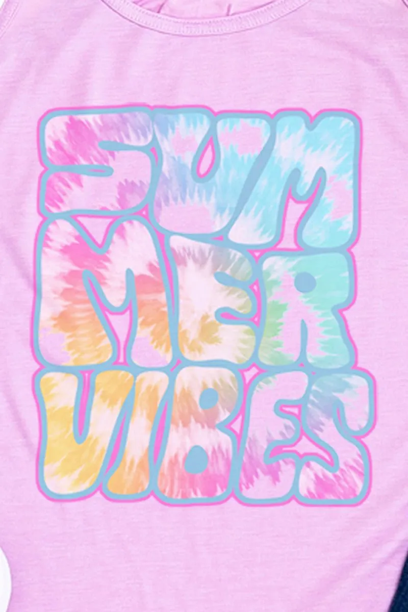 Summer Vibes Tie Dye Flowy Racerback Tank