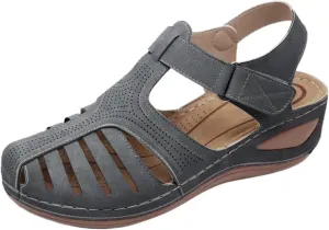 Summer Womens Sandals Casual Bohemia Gladiator Closed Toe Wedge Shoes Comfort Ankle Strap Slip On Orthopedic Platform Sandals