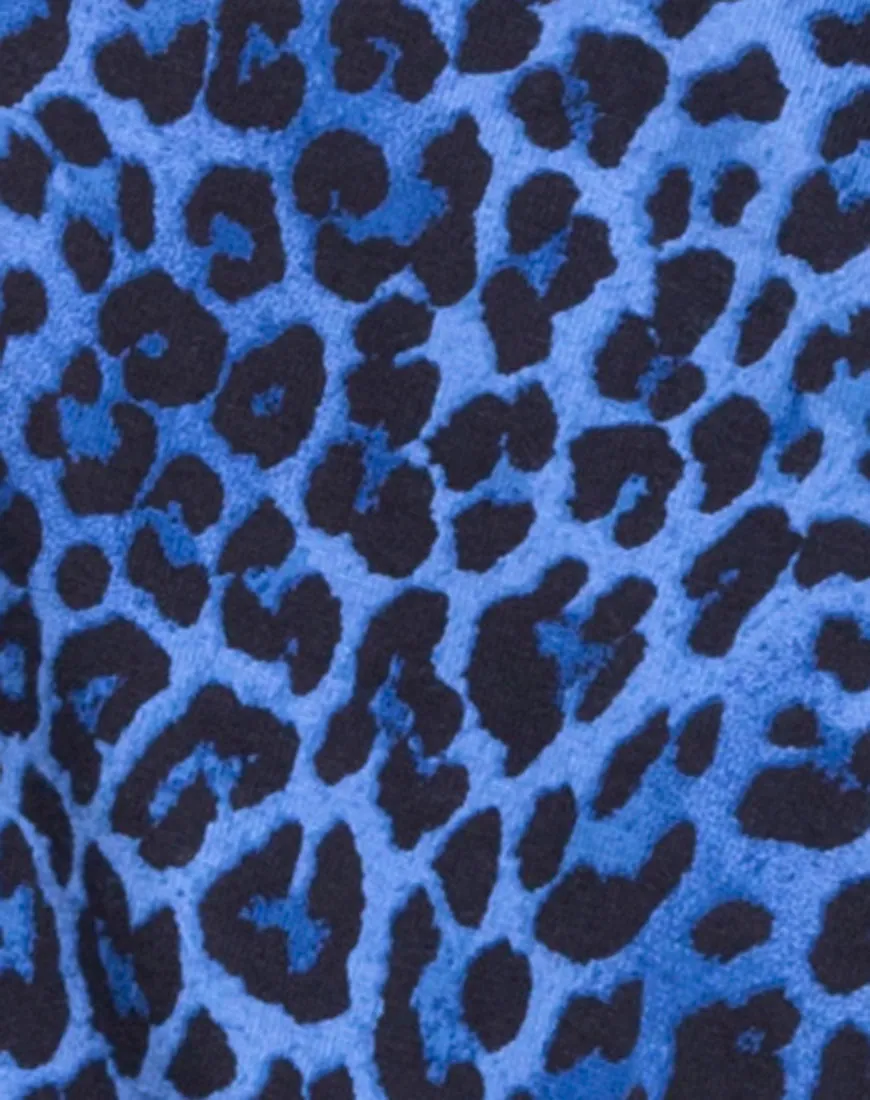 Sunny Kiss Oversize Tee in Leopard Royal Blue
