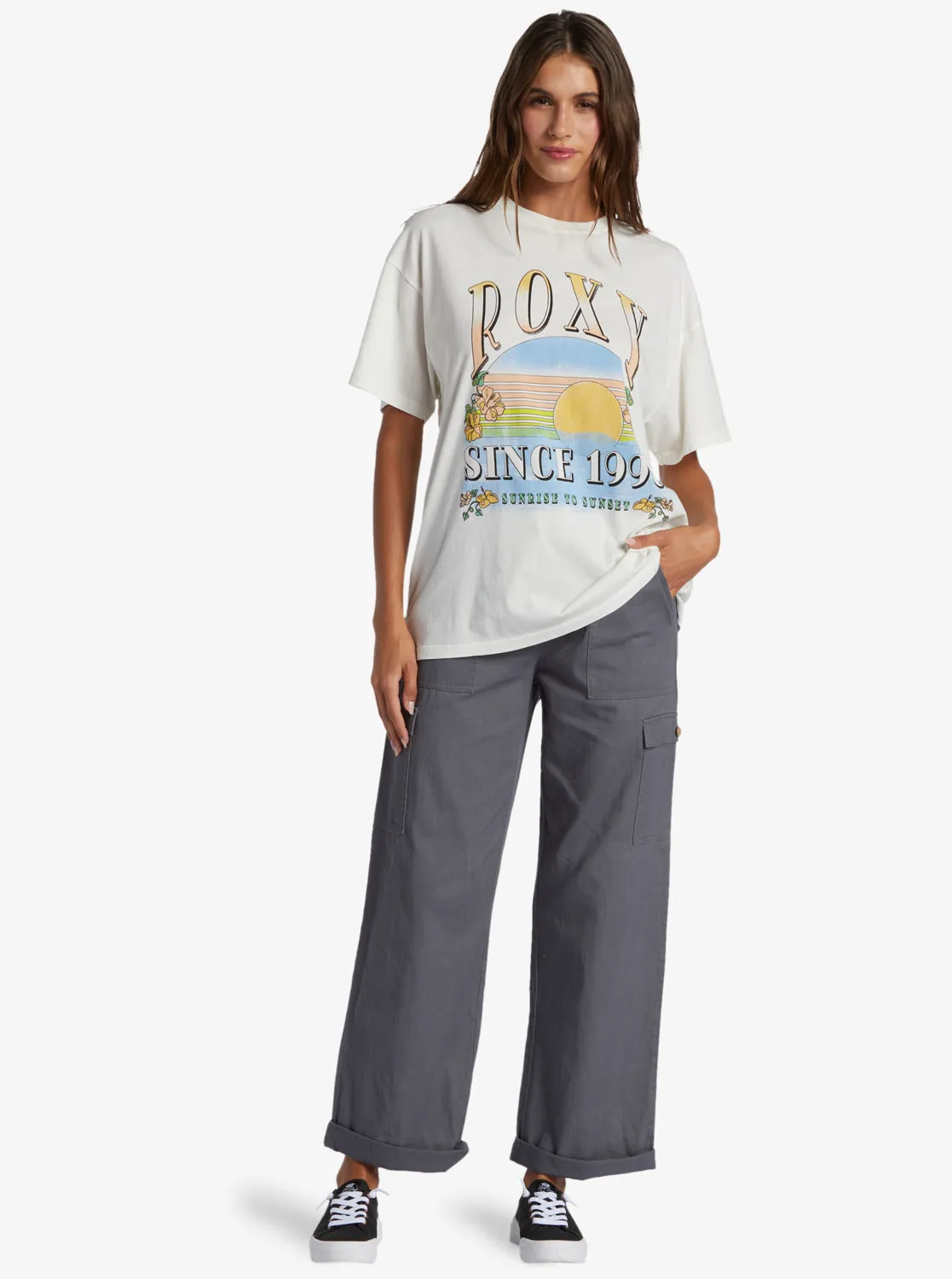 Sunrise To Sunset Oversized Boyfriend T-Shirt - Snow White