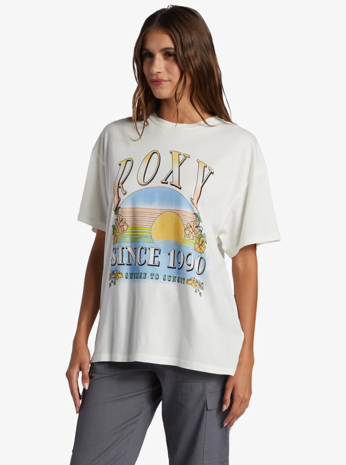 Sunrise To Sunset Oversized Boyfriend T-Shirt - Snow White