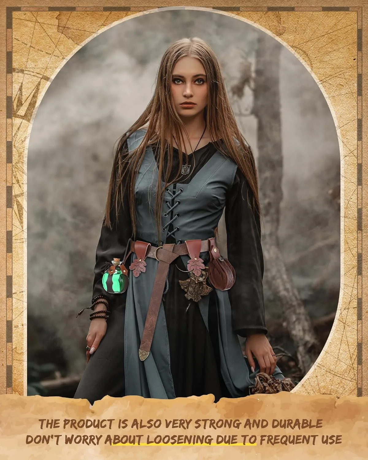 Sweetude 6 Pcs Renaissance Belt Accessories Medieval Viking Belt Potion Bottles Leather Pouch Skirt Hikes
