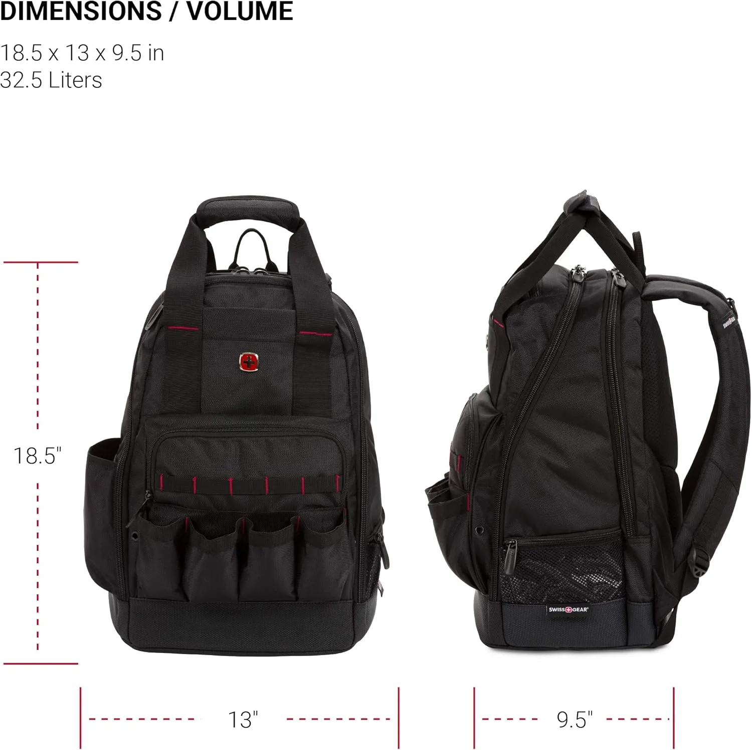 SwissGear Tool Bag Backpack, Fits Up to 15-Inch Laptop, Work Pack, Black