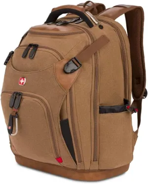 SwissGear Tool Bag Backpack, Fits Up to 17-Inch Laptop, Work Pack PRO, Brown Canvas