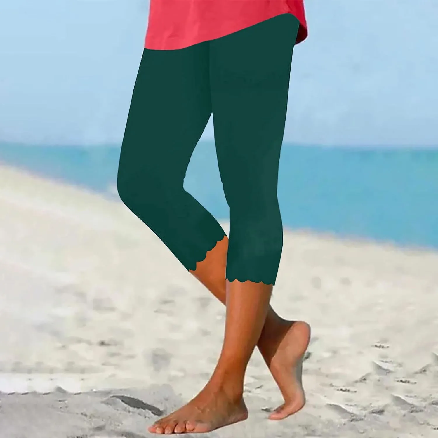 TARIENDY Capri Leggings for Women 2025 Trendy High Waist Workout Pants Tummy Control Loose Comfy Yoga Sweatpants Trouser