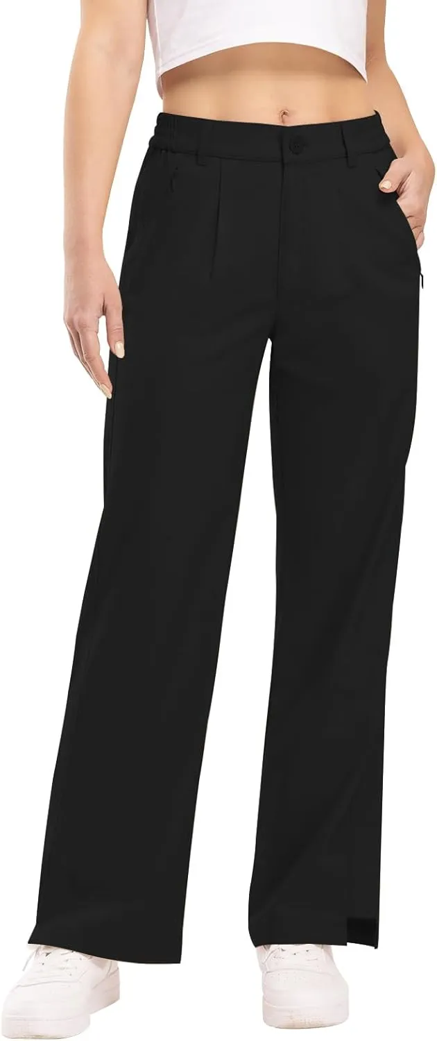 TBMPOY Women's Linen Palazzo Pants High Waisted Work Business Casual Dress Pants Wide Leg Lounge Trousers with Pockets