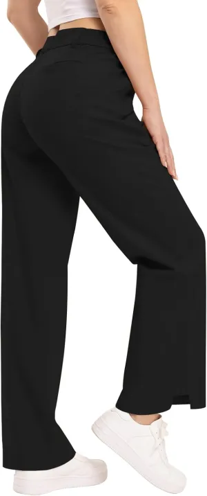 TBMPOY Women's Linen Palazzo Pants High Waisted Work Business Casual Dress Pants Wide Leg Lounge Trousers with Pockets