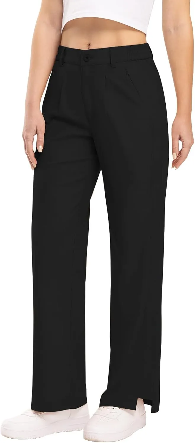 TBMPOY Women's Linen Palazzo Pants High Waisted Work Business Casual Dress Pants Wide Leg Lounge Trousers with Pockets