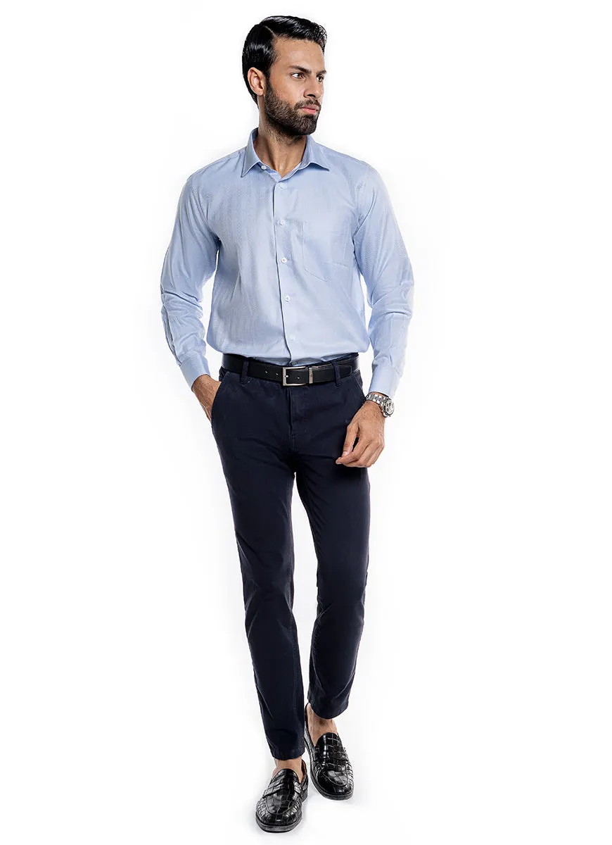 Textured Herringbone, Velvet ocean blue, Charlie Formal Shirt