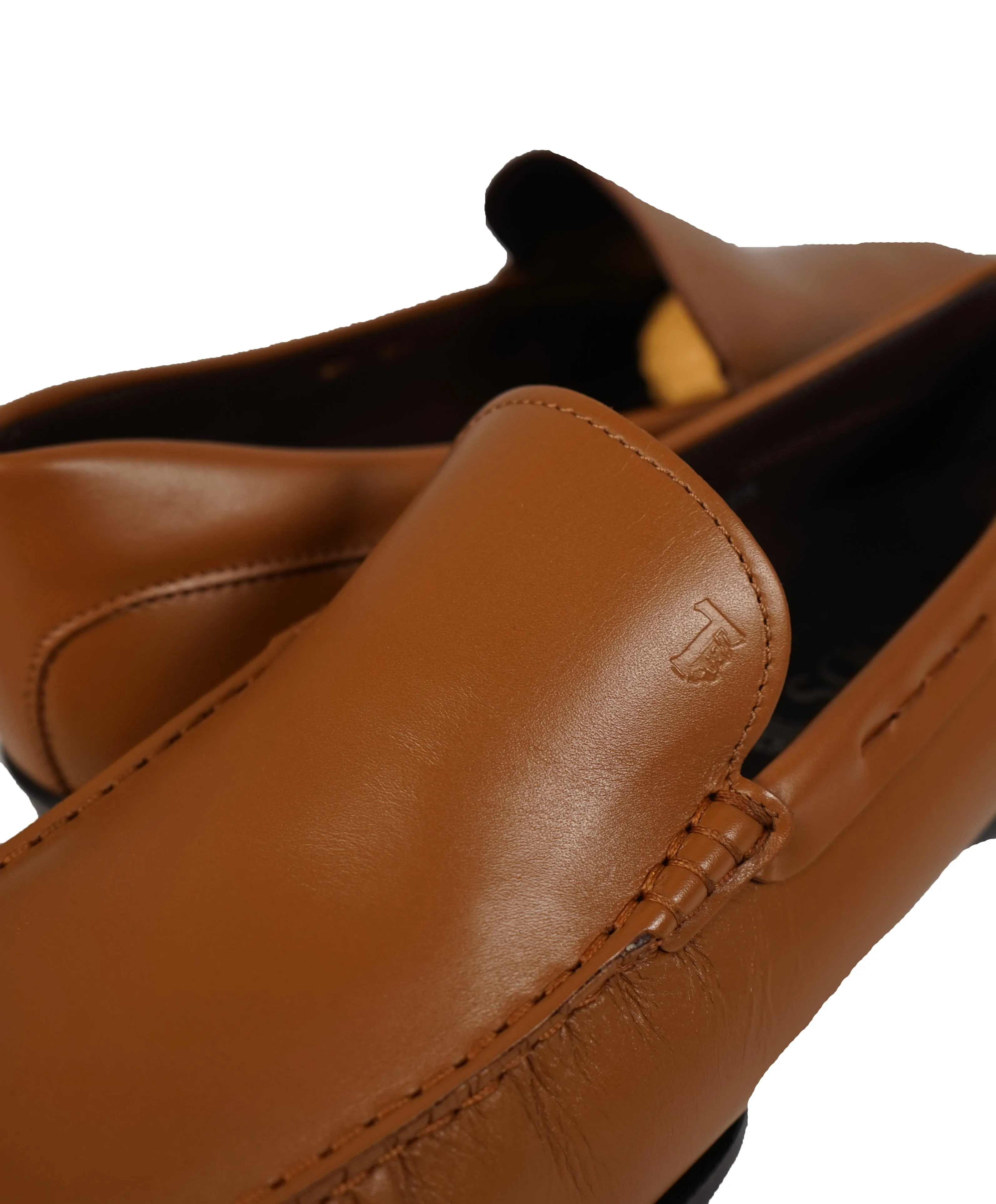 TOD’S -Brown “LOGO Gommini” Vamp Engraved Italian Leather Loafers- 14