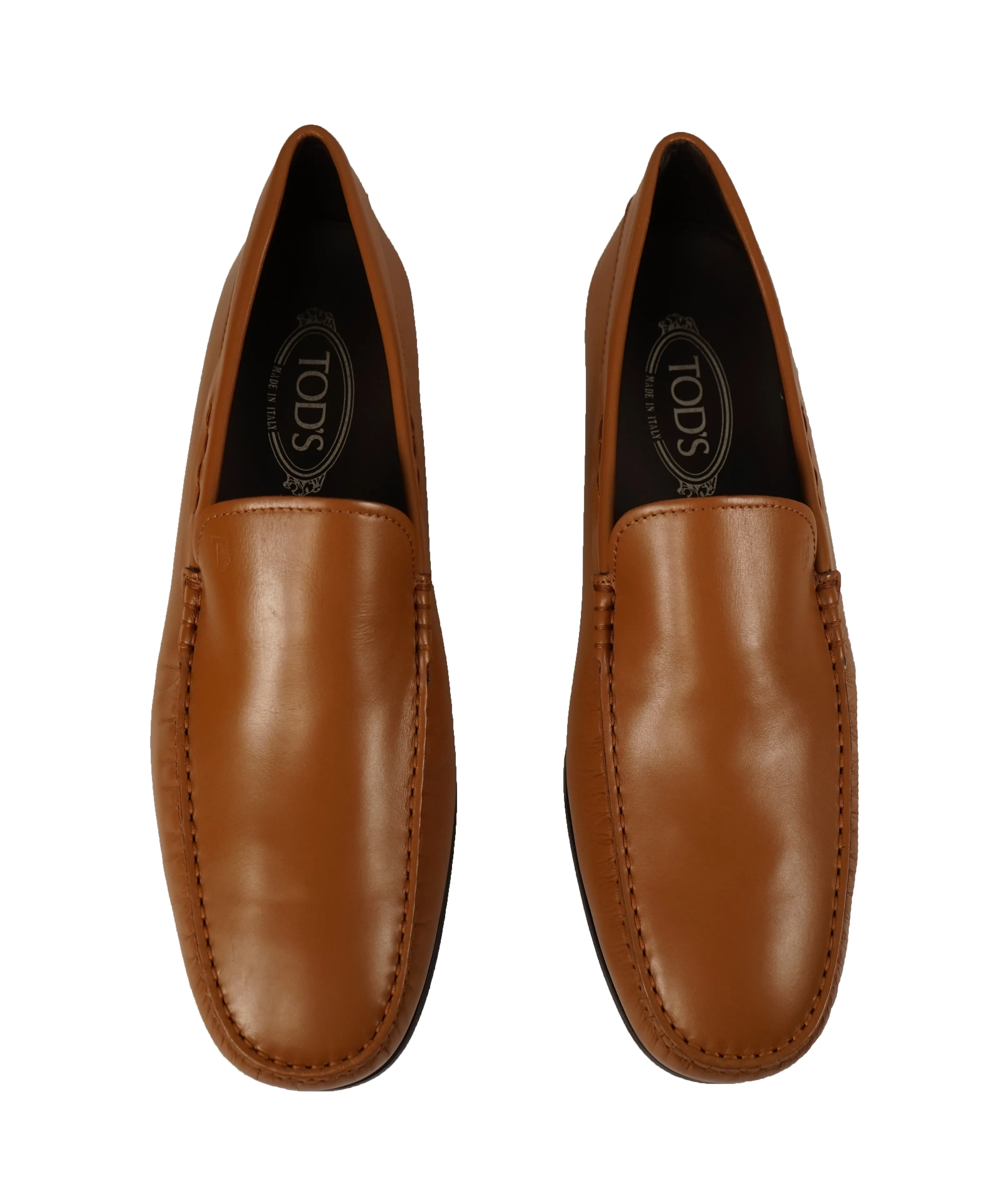 TOD’S -Brown “LOGO Gommini” Vamp Engraved Italian Leather Loafers- 14